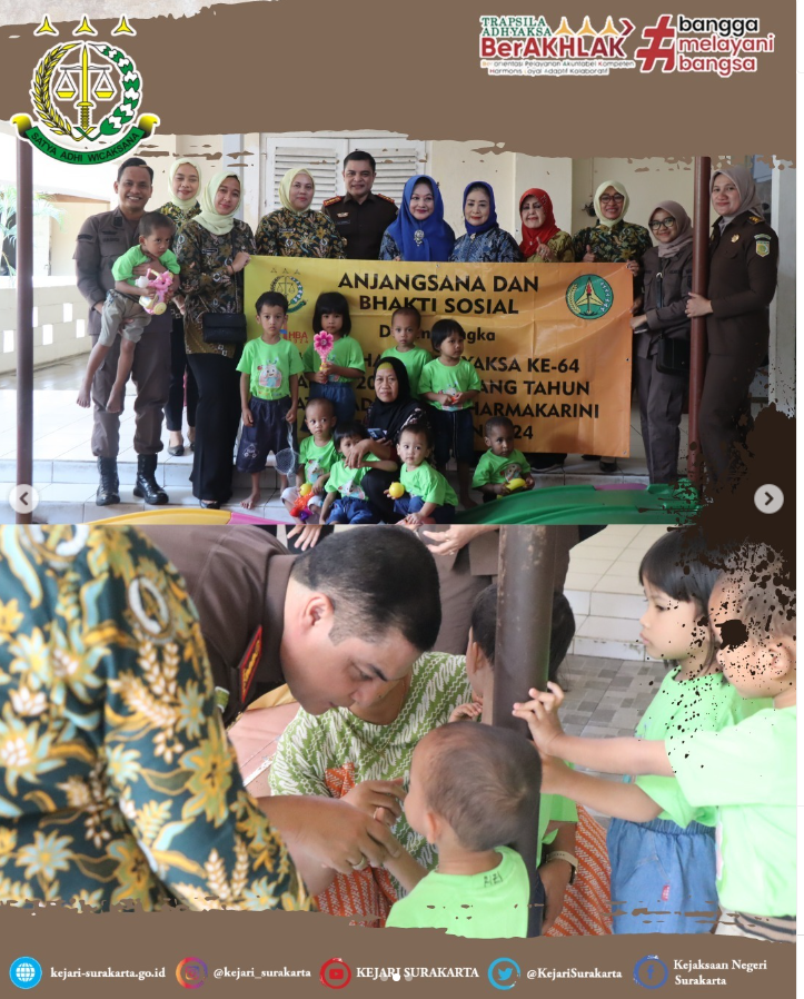 Kepala Kejaksaan Negeri Surakarta melaksanakan Bhakti Sosial dalam rangka Hari Bhakti Adhyaksa ke-64 tahun 2024 dan Ulang Tahun IAD ke – XXIV tahun 2024