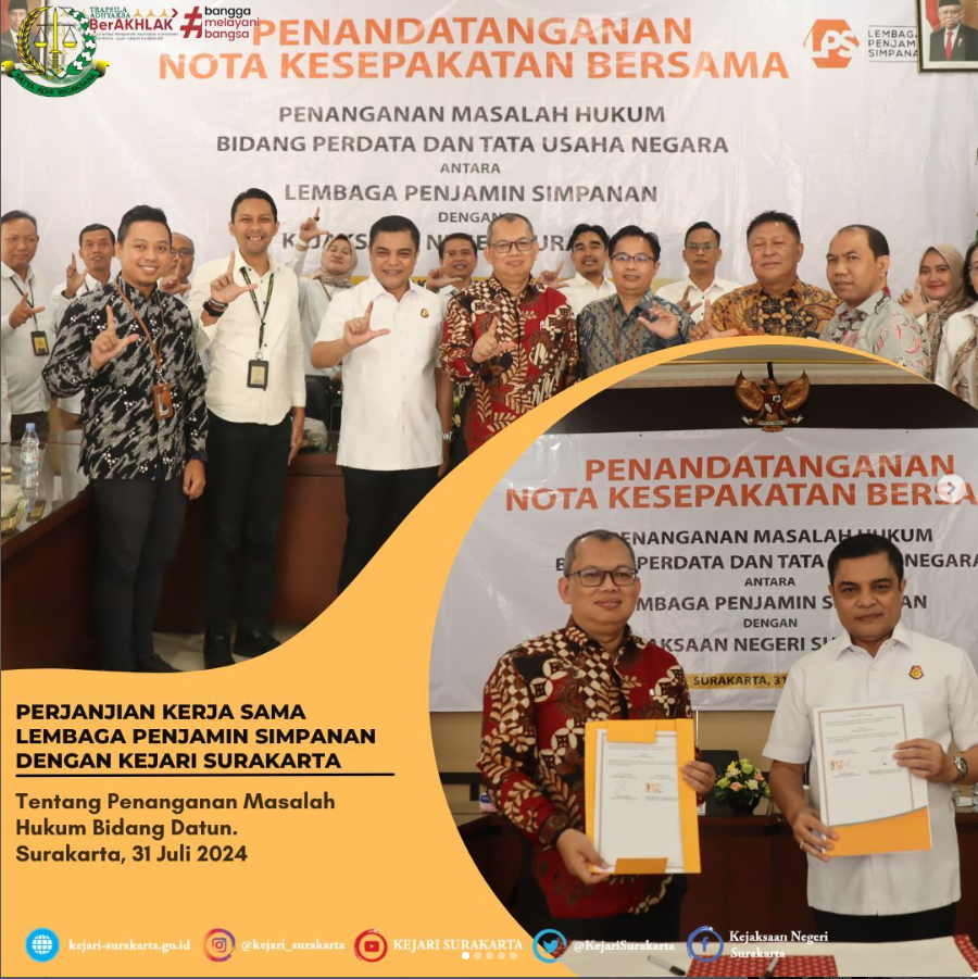 Penandatanganan Kerjasama Bidang Hukum Perdata dan Tata Usaha Negara dengan Lembaga Penjamin Simpanan