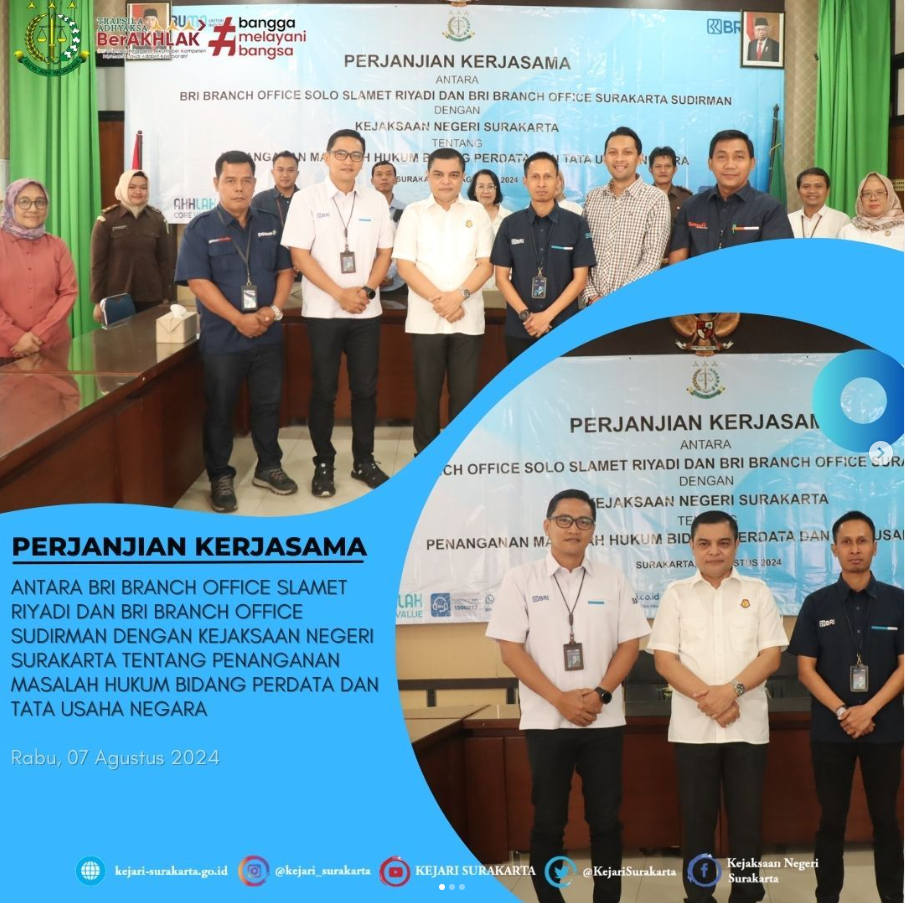 Penandatanganan Kerjasama Bidang Hukum Perdata dan Tata Usaha Negara dengan BRI Branch Office