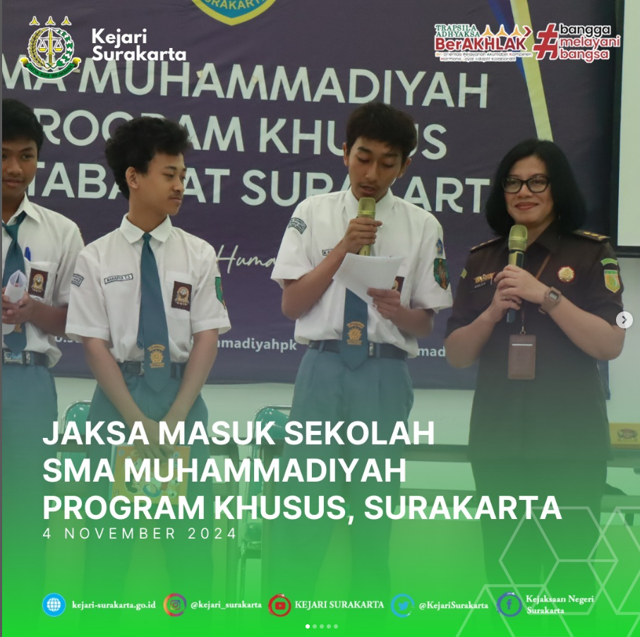 Jaksa Masuk Sekolah di SMA Muhammadiyah Program Khusus