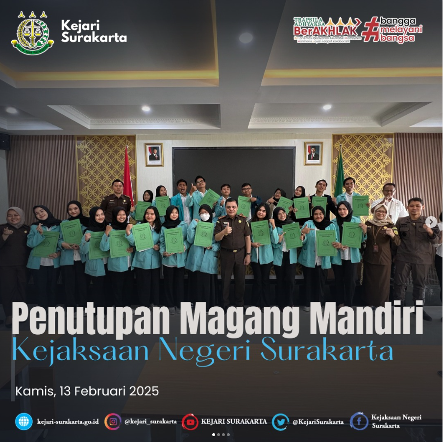 Penutupan Magang Mandiri Kejaksaan Negeri Surakarta