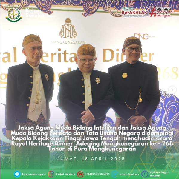 Royal Heritage Dinner Adeging Mangkunegaran ke-268 tahun
