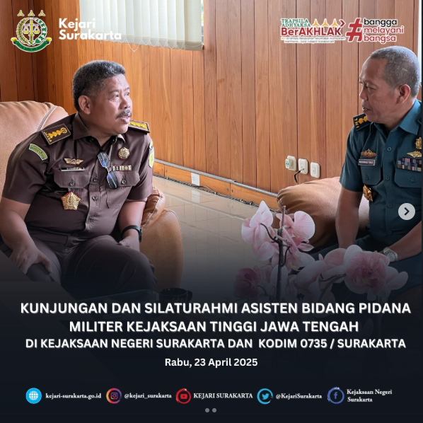 Kunjungan dan silaturahmi Kolonel Laut Muhammad Yunus, S.H (Aspidmil Kejati Jateng)