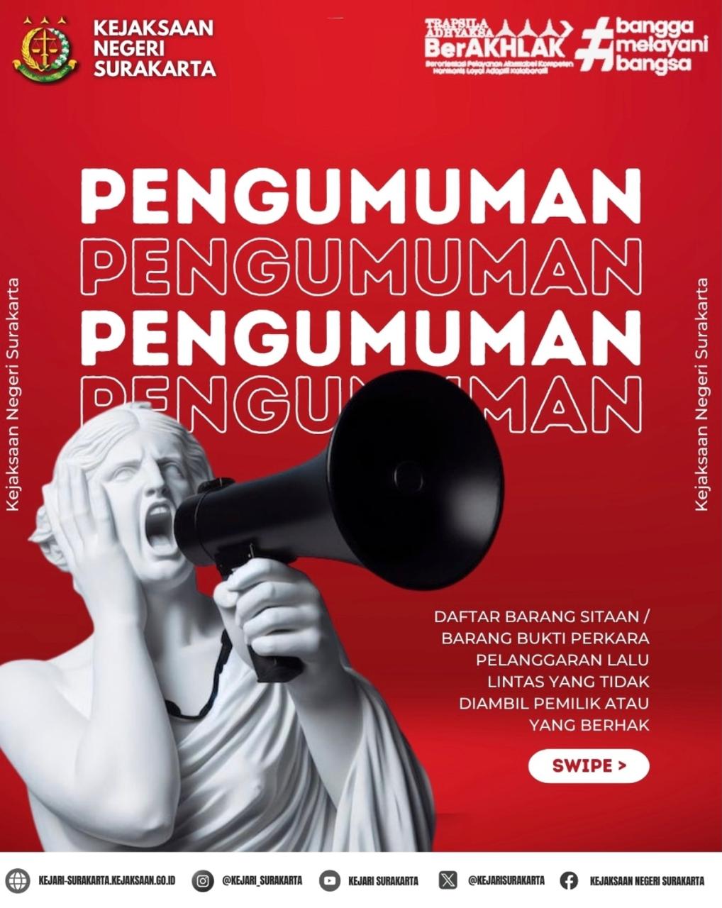 PENGUMUMAN BENDA SITAAN