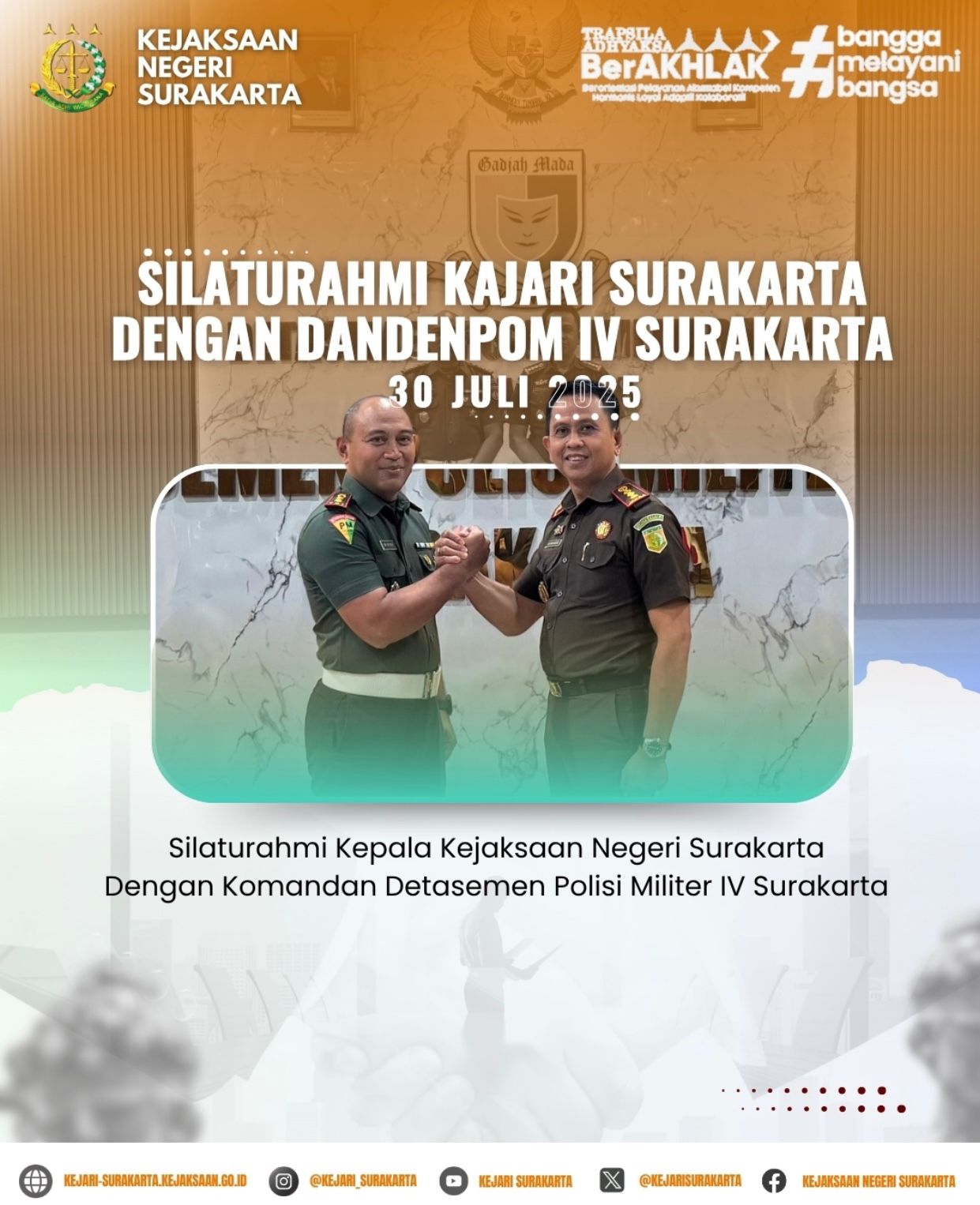 Silaturahmi Kajari Surakarta Dengan Dandenpom IV Surakarta