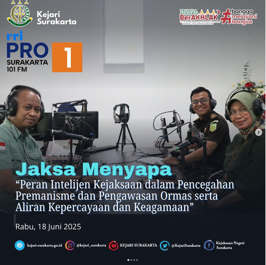 Program Jaksa Menyapa di Pro 1 RRI Surakarta