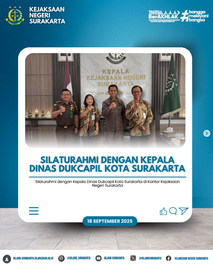 silaturahmi dengan Dinas Kependudukan dan Pencatatan Sipil (Dukcapil) Kota Surakarta.