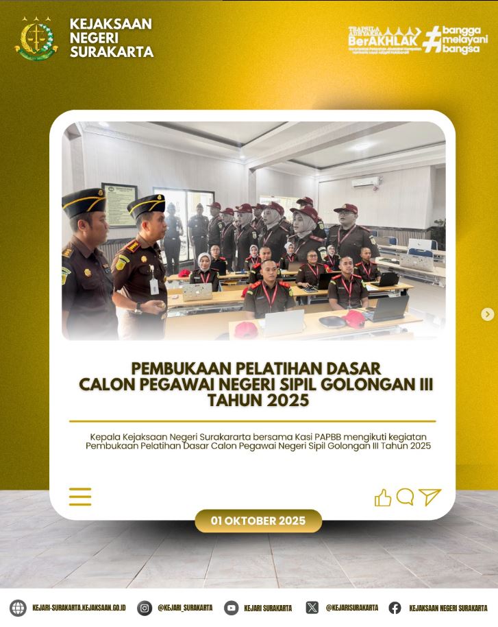 Pembukaan Pelantikan Dasar Calon Pegawai Negeri Sipil Golongan III Tahun 2025