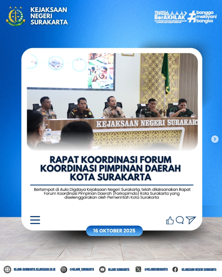 Rapat Forum Koordinasi Pimpinan Daerah (Forkopimda) Kota Surakarta
