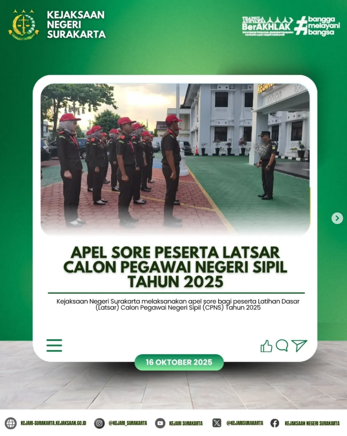 apel sore bagi peserta Latihan Dasar (Latsar) Calon Pegawai Negeri Sipil (CPNS) Tahun 2025.