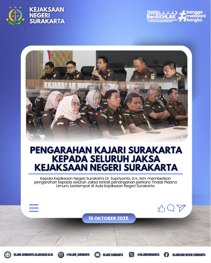  pengarahan kepada seluruh Jaksa terkait penanganan perkara Tindak Pidana Umum