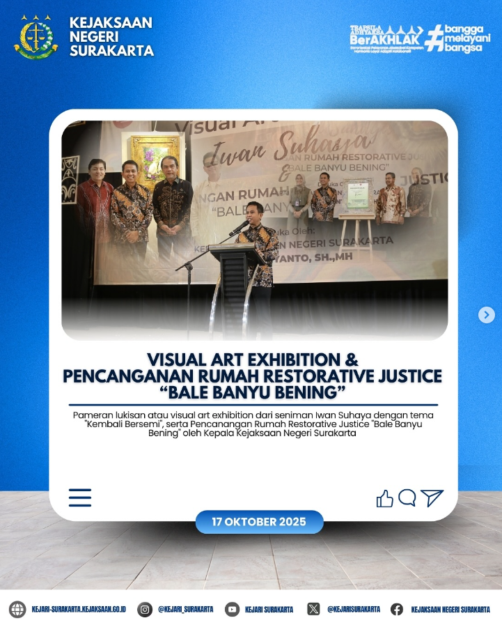  visual art exhibition karya seniman Iwan Suhaya bertema “Kembali Bersemi” dan pencanangan Rumah Restorative Justice “Bale Banyu Bening”