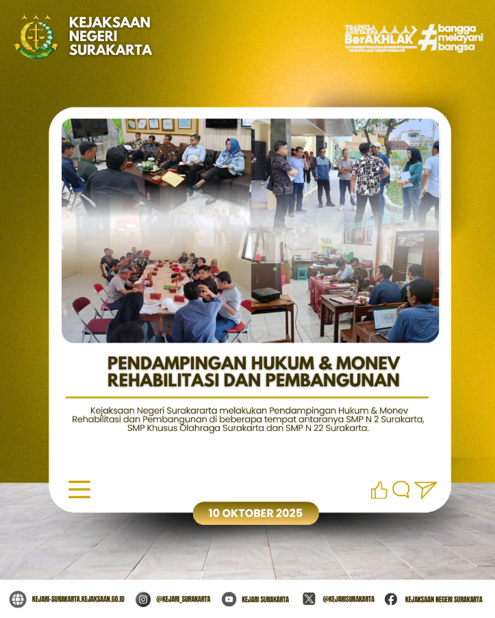 Rapat Monitoring dan Evaluasi Pekerjaan Rehabilitasi Sedang Berat Sarana Prasarana dan Utilitas SMP N 2 Surakarta