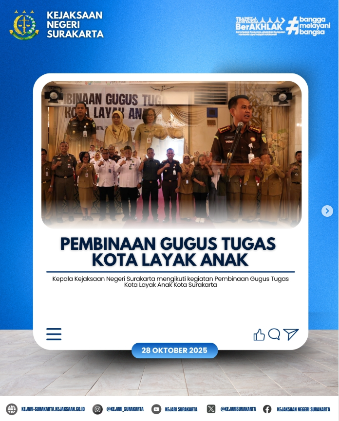 Pembinaan Gugus Tugas Kota Layak Anak (KLA) Kota Surakarta