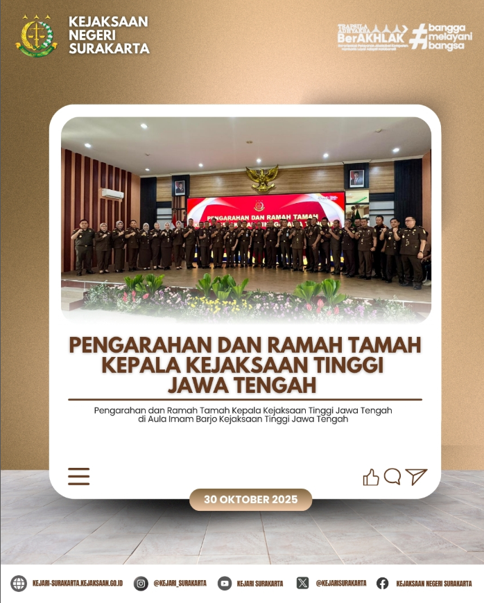 Pengarahan dan Ramah Tamah bersama Kepala Kejaksaan Tinggi Jawa Tengah