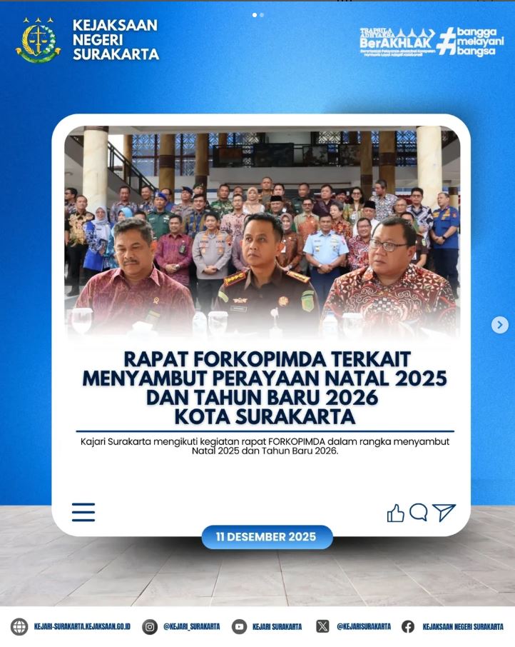 Rapat Forkopimda Terkait Natal 2025 & Tahun baru 2026 di Kota Surakarta