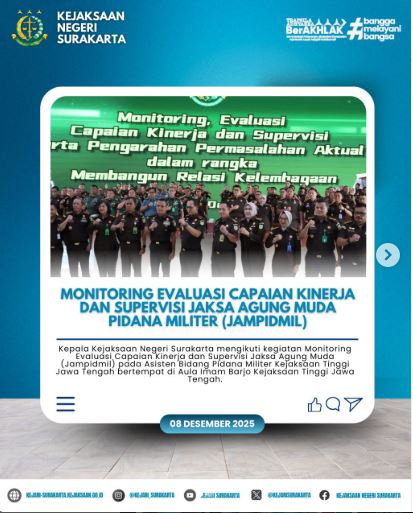 Monitoring Evaluasi Capaian Kinerja dan Supervisi Jaksa Agung Muda Pidana Militer (JAMPIDMIL)
