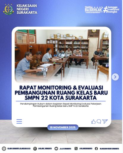 Rapat Monev Pembangunan Ruang Kelas Baru SMPN 22 Kota Surakarta
