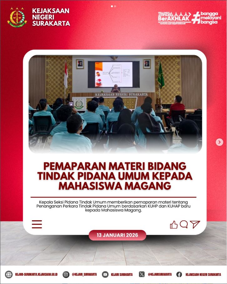 Pemaparan materi bidang PIDUM kepada mahasiswa magang