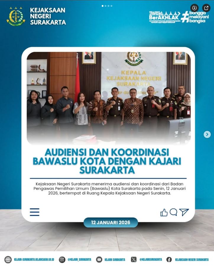 Adusiensi dan Koordinasi Bawaslu Kota dengan Kajari Surakarta