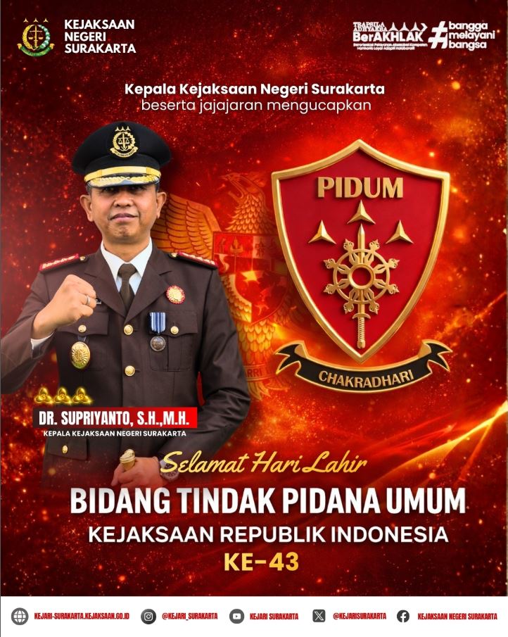Hari Lahir Bidang Tindak Pidana Umum Kejaksaan RI Ke-43