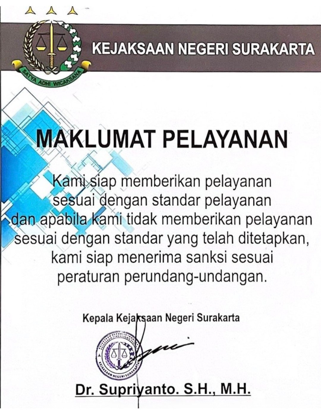 MAKLUMAT PELAYANAN KEJAKSAAN NEGERI SURAKARTA