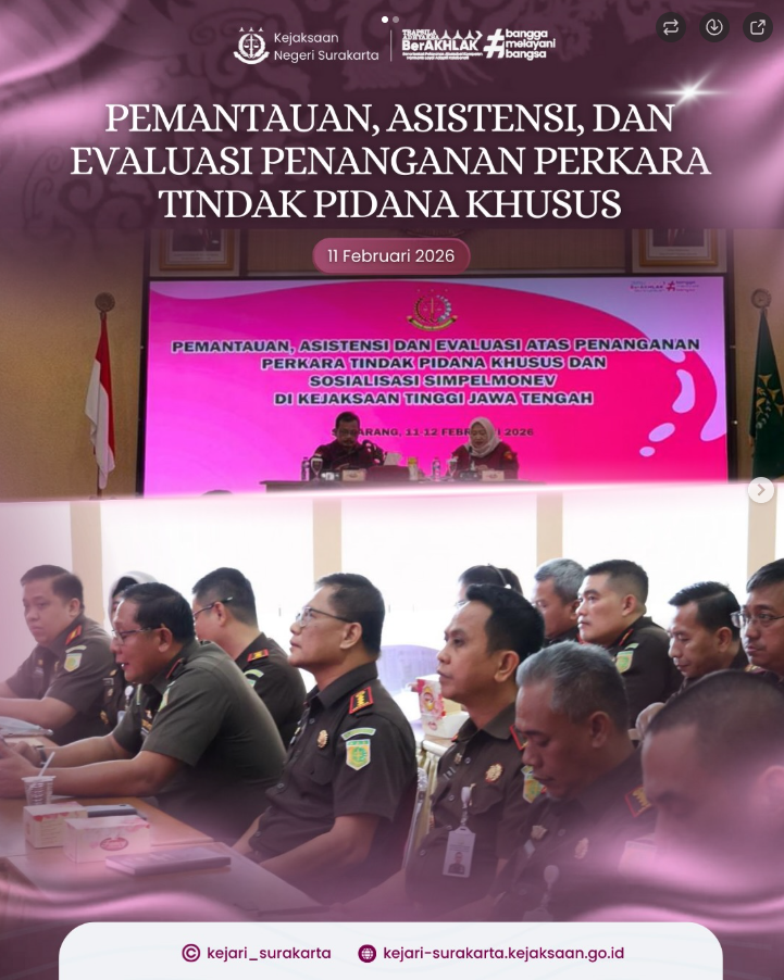 Pemantauan, Asistensi, dan Evaluasi Penanganan Perkara Tindak Pidana Khusus