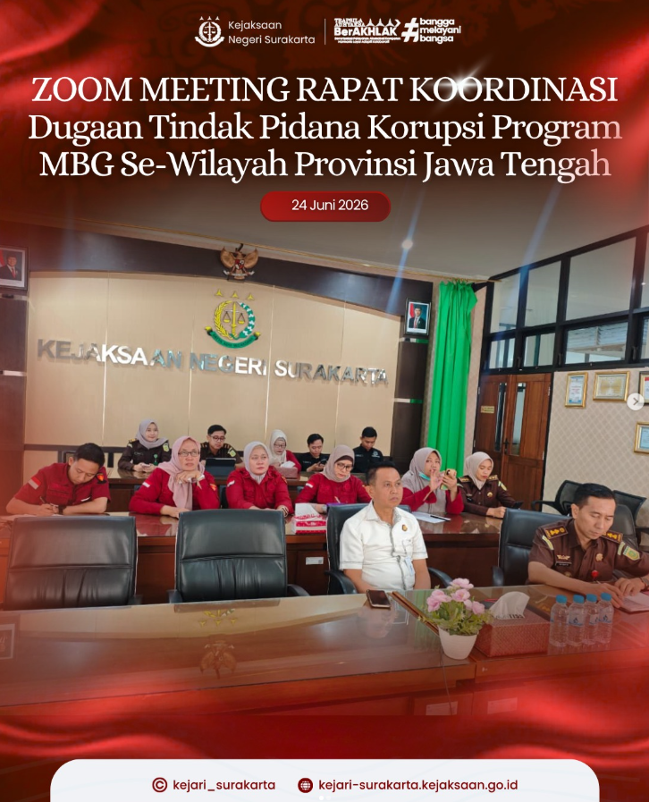 Zoom Meeting Rapat Koordinasi Dugaan Tindak Pidana Korupsi Program MBG Se-Wilayah Provinsi Jawa Tengah