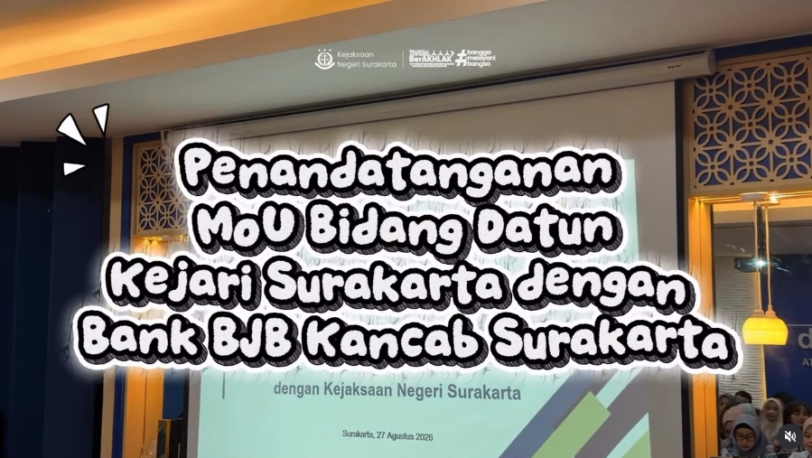 Penandatanganan MoU Bidang Datun Kejari Surakarta dengan Bank BJB Kancab Surakarta