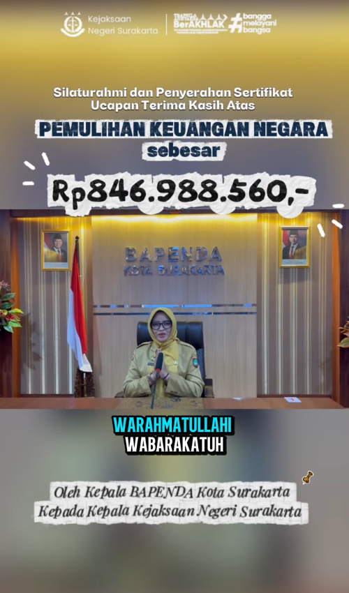 Kunjungan Kepala BAPENDA Kota Surakarta Dalam Rangka Penyerahan Sertifikat