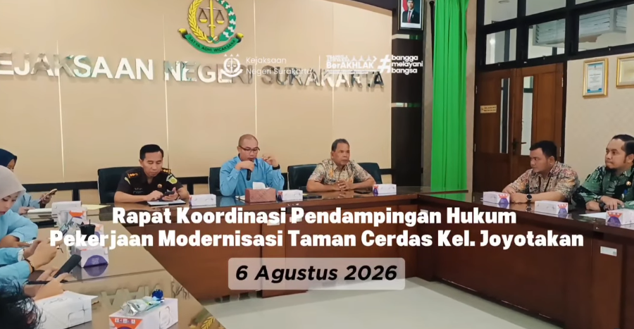 Rapat Koordinasi Pendampingan Hukum Pekerjaan Modernisasi Taman Cerdas Kel. Joyotakan