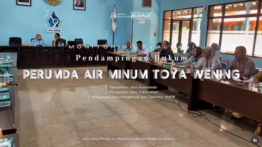 Monitoring Evaluasi Pendampingan Hukum PERUMDA Air Minum Toya Wening Oleh Jaksa Pengacara Negara Kejaksaan Negeri Surakarta
